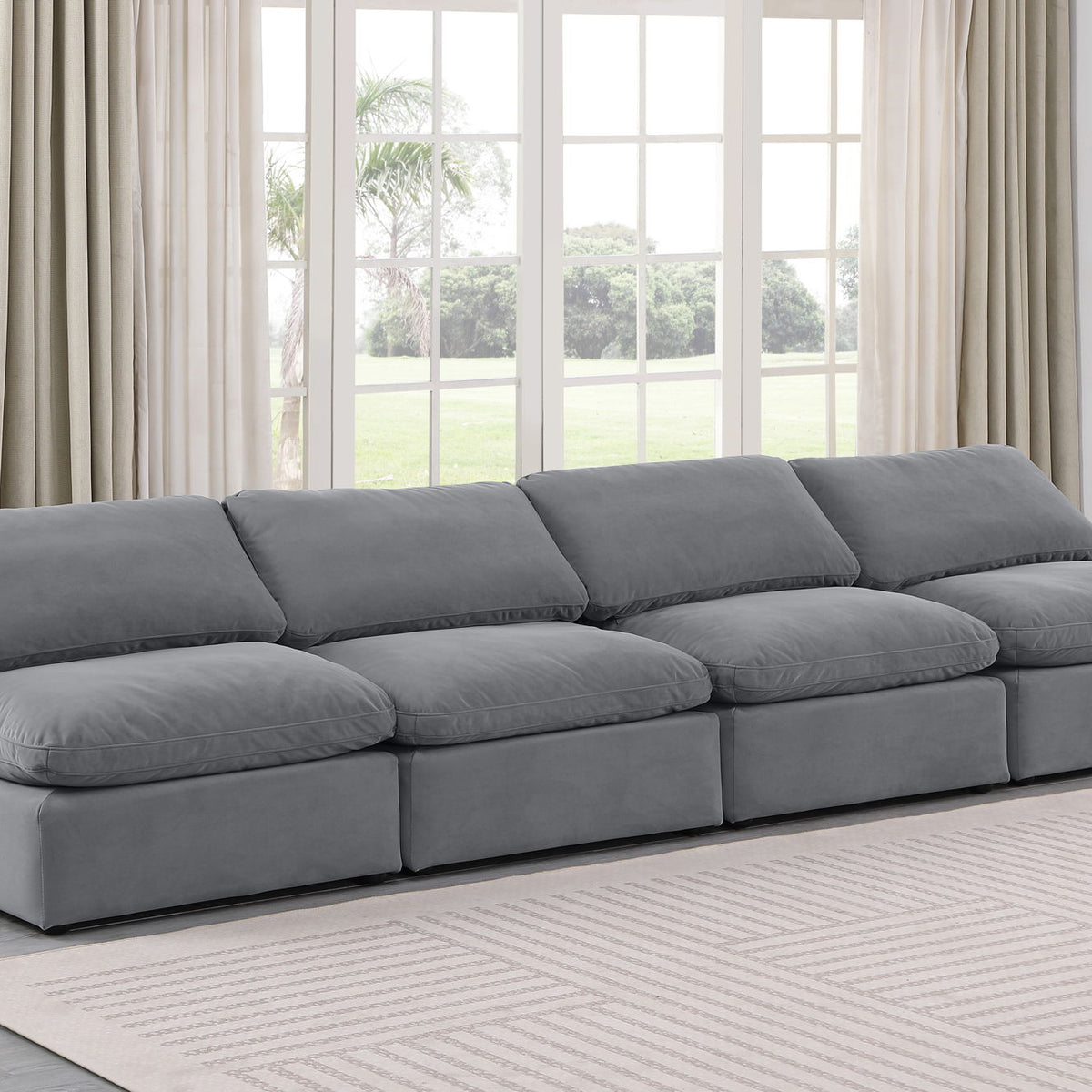 Indulge - Velvet 4 Seat Modular Armless Sofa
