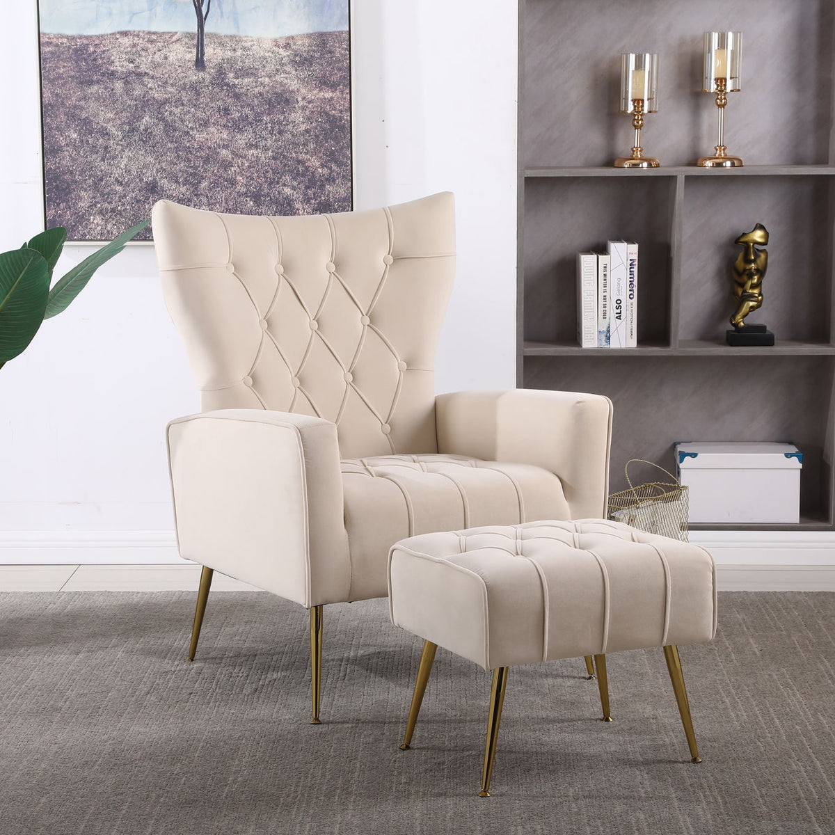 Accent Chair With Ottoman, Comfy Armchair For Living Room