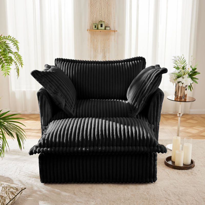 Set of 2 Slipcovered Corduroy Armchairs - Black Corduroy