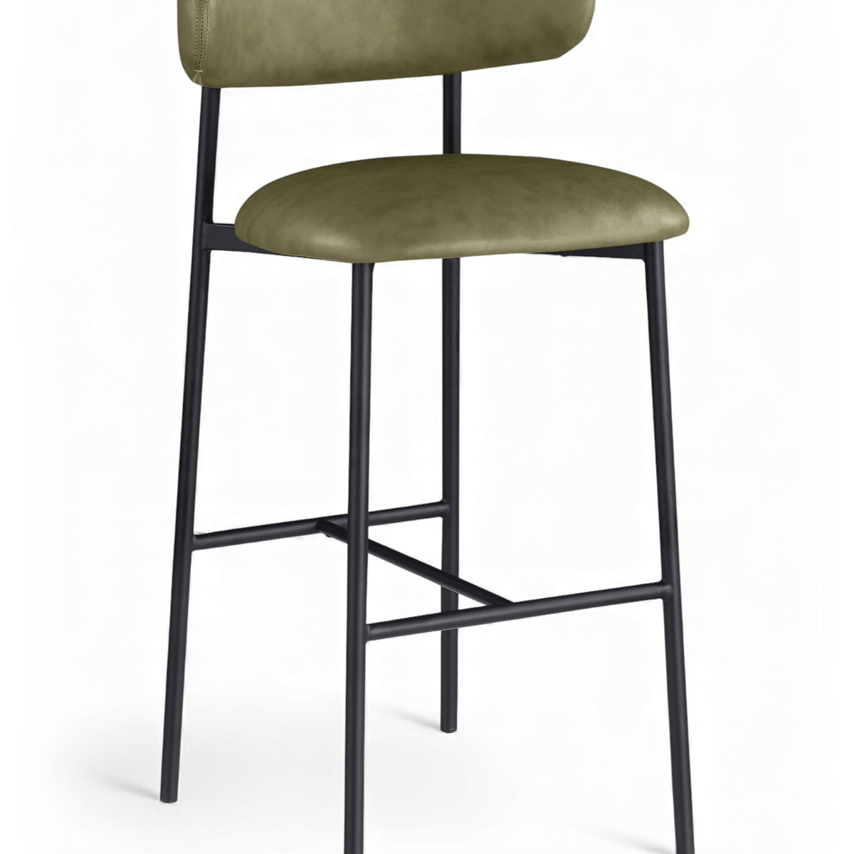 Lupita - Vegan Leather Upholstered Bar Stool With Matte Black Frame (Set of 2)