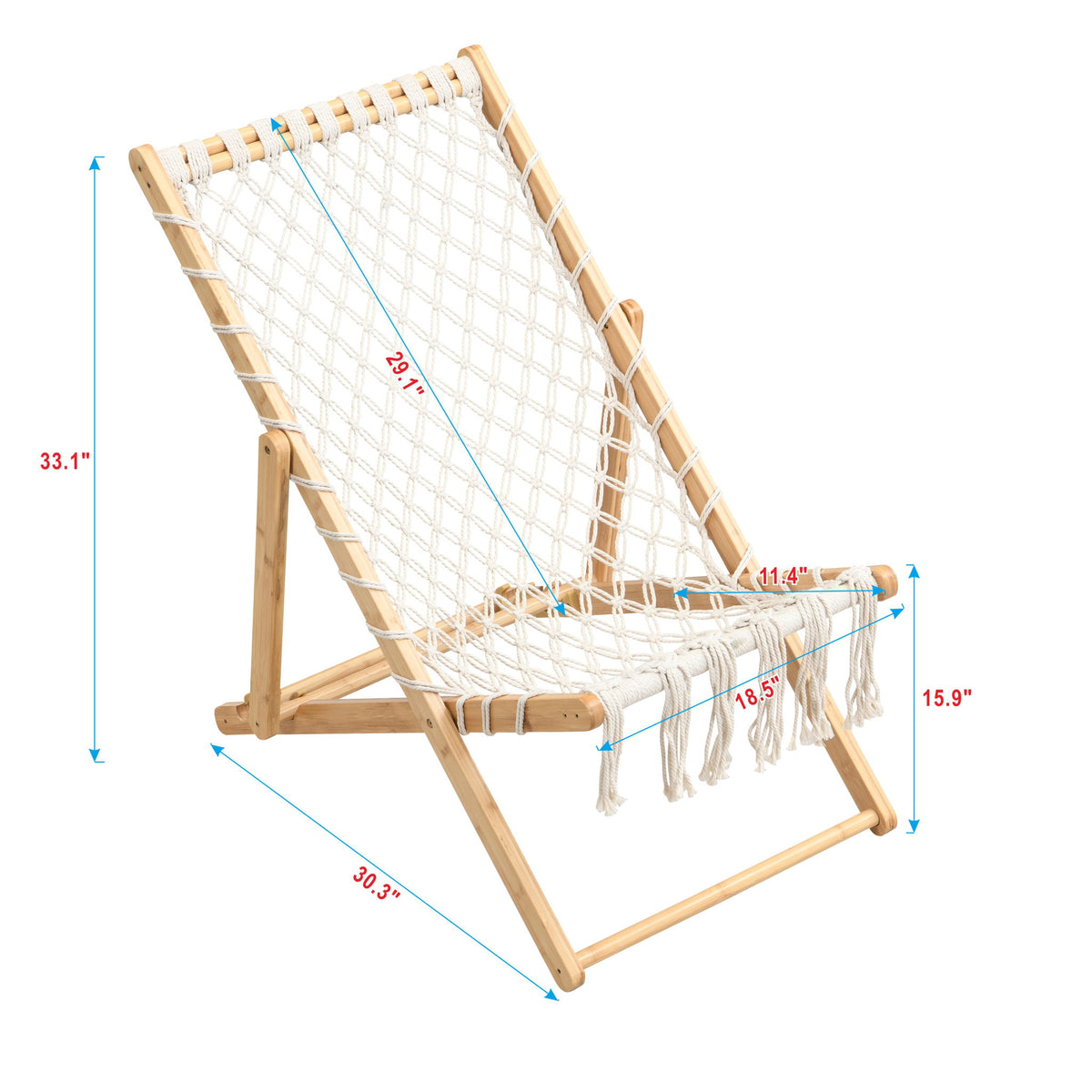 Bamboo Weaving Chair Set With Handwoven Rope For Patio And Living Spaces - Natural