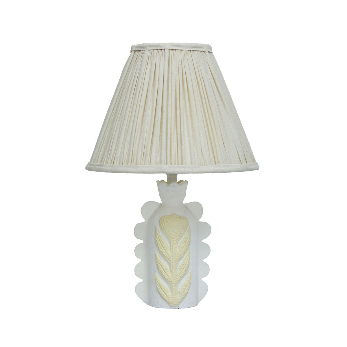 Edith - Scalloped Papier Mache Flower Pleated Table Lamp - Cream