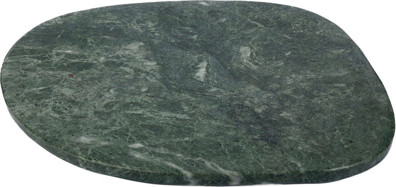 Livia green marble decorative tray, close-up round top with natural veining