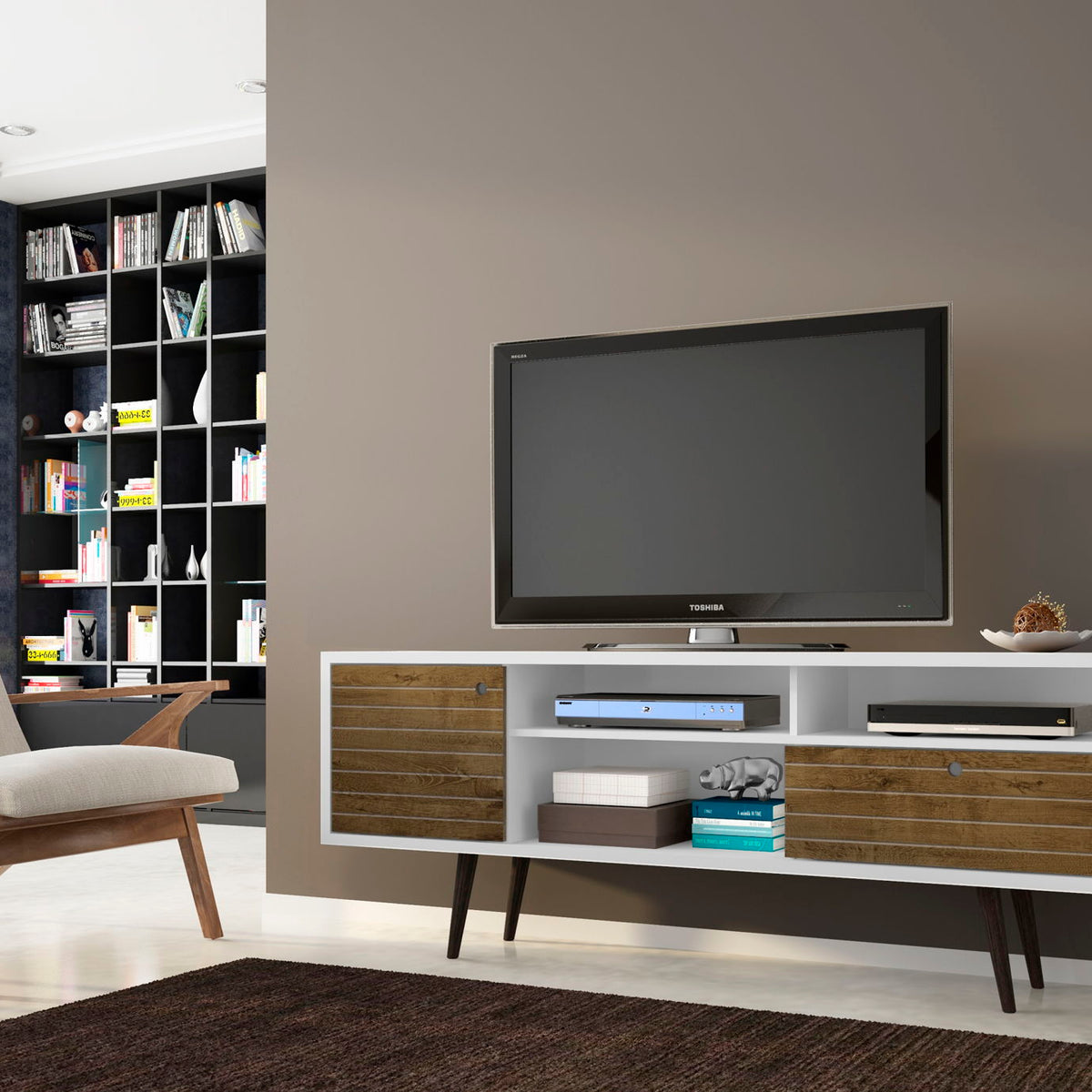 Manhattan Liberty - 71" TV Stand With White Frame