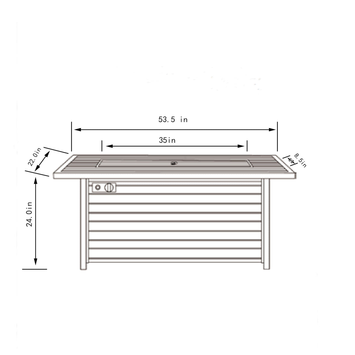 54" Propane Gas Fire Pit Table, 50000 Btu Rectangular Steel Fire Pit With Imitation Wood Grain For Outside Patio Deck Garden Courtyard - Light Beige
