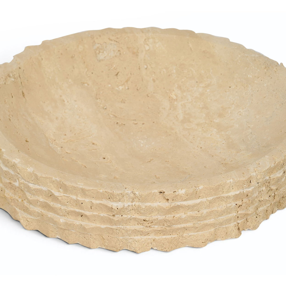 Caesar genuine marble bowl in light brown, round shallow bowl with layered edge