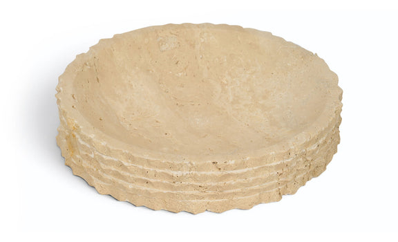 Caesar genuine marble bowl in light brown, round shallow bowl with layered edge