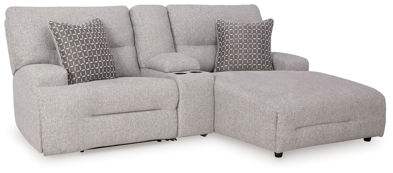 Acklen Place - 4 Pc. - 3-Piece Power Reclining Sectional Sofa With Raf Chaise, Wide Seat Power Recliner - Pewter