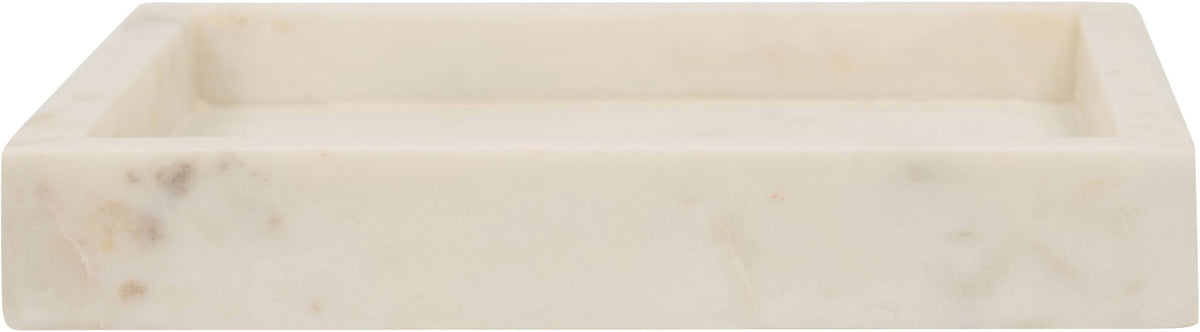 Cream marble tray with smooth surface and subtle mottled veining