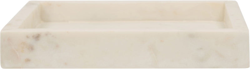 Cream marble tray with smooth surface and subtle mottled veining