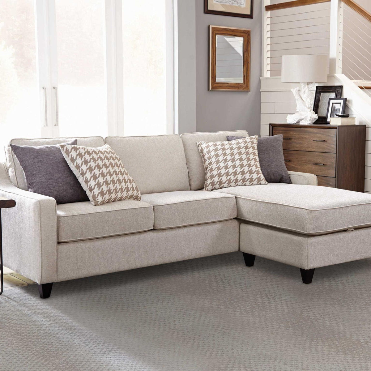 Mcloughlin Upholstered Sloped Arm Sectional Sofa Platinum