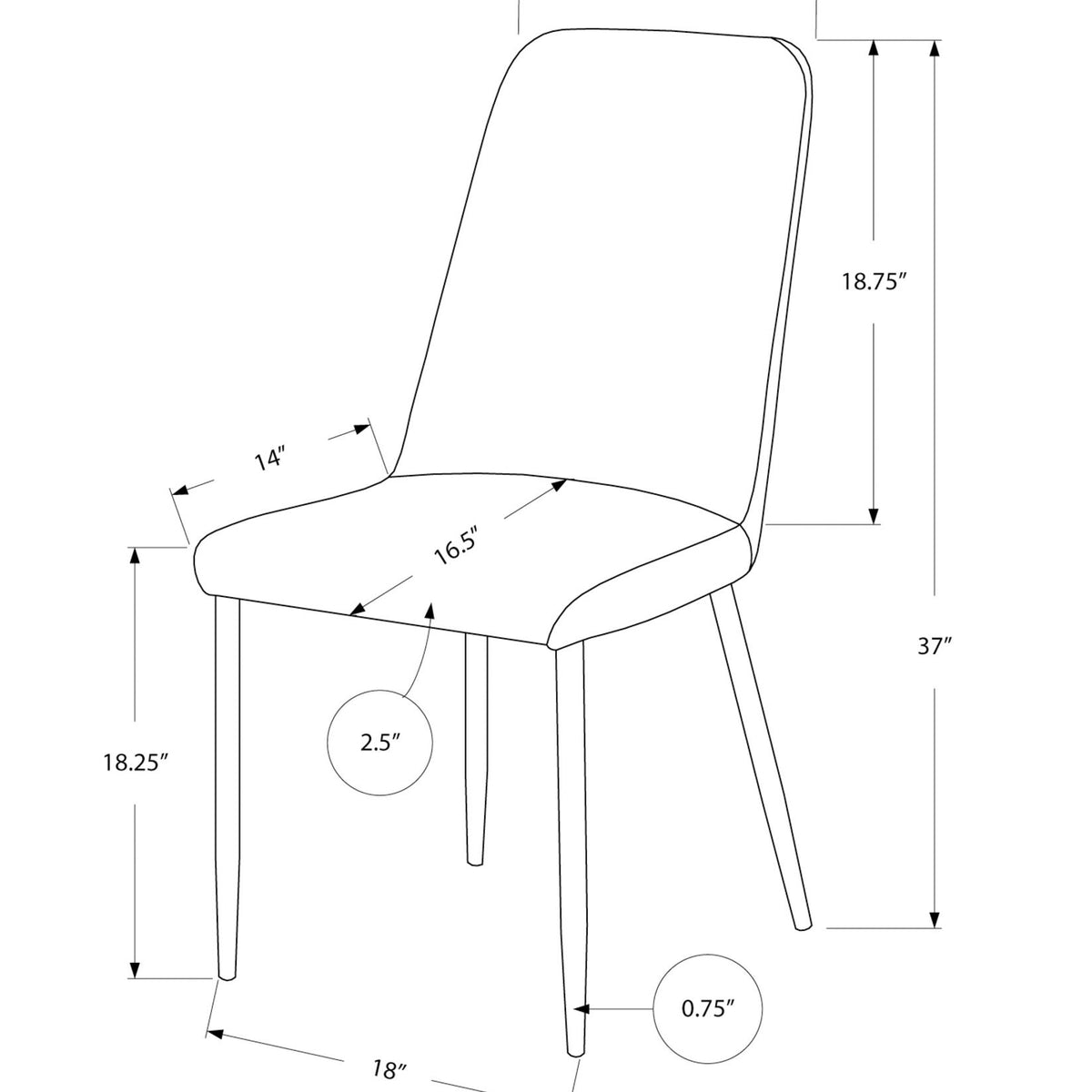 Dining Chair, Side, Upholstered For Dining Room, Contemporary (Set of 2)