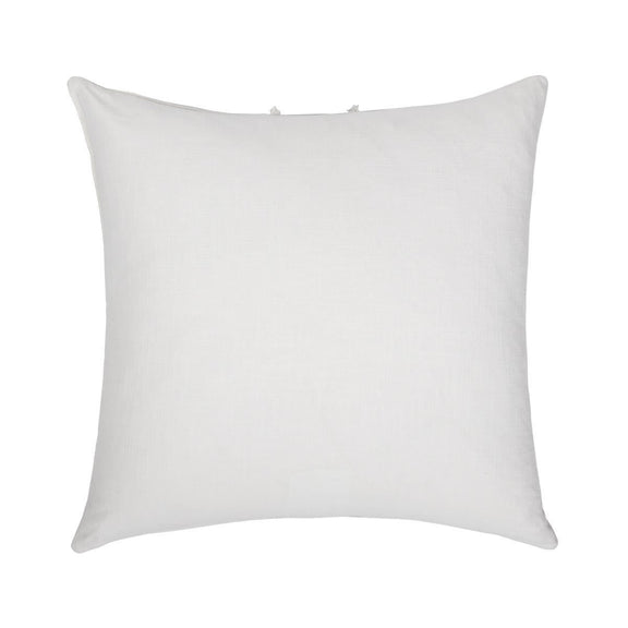Square white decorative pillow with smooth front and minimal stitching