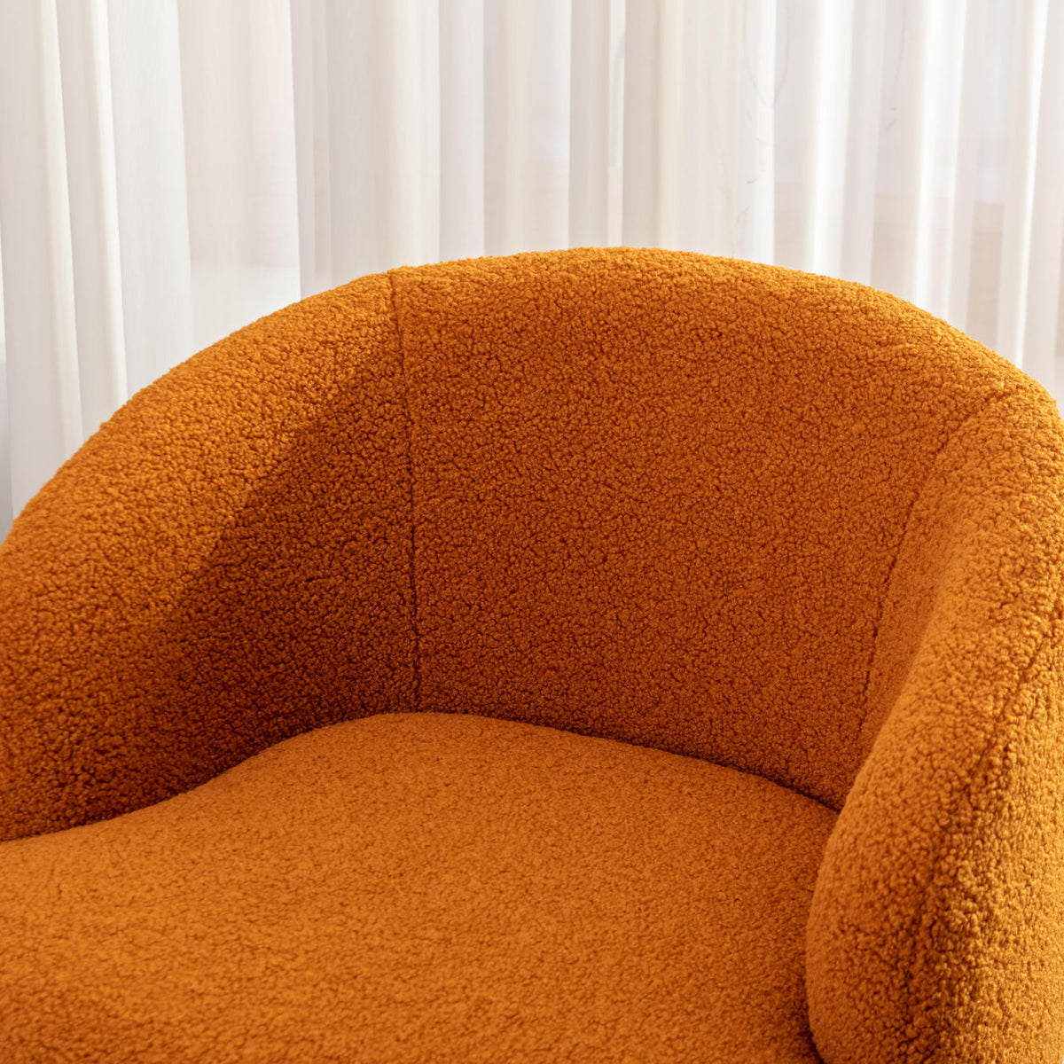 Teddy Fabric Swivel Accent Armchair Barrel Chair With Powder Coating Metal Ring