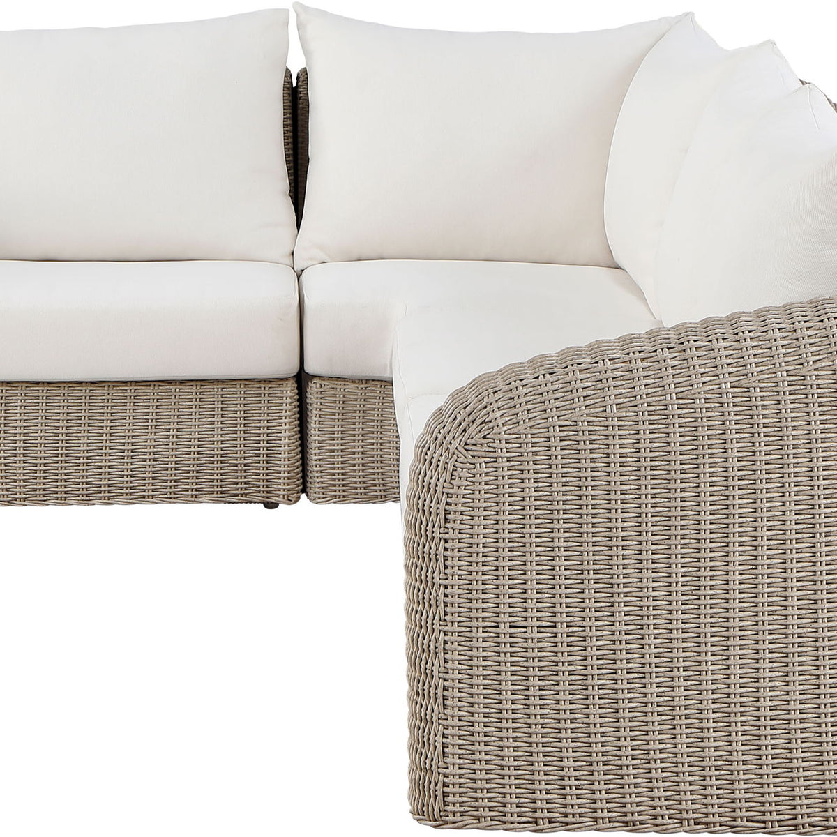 Seacrest - Olefin Water Resistant Fabric And Wicker 4 Piece Outdoor Patio Modular Sectional
