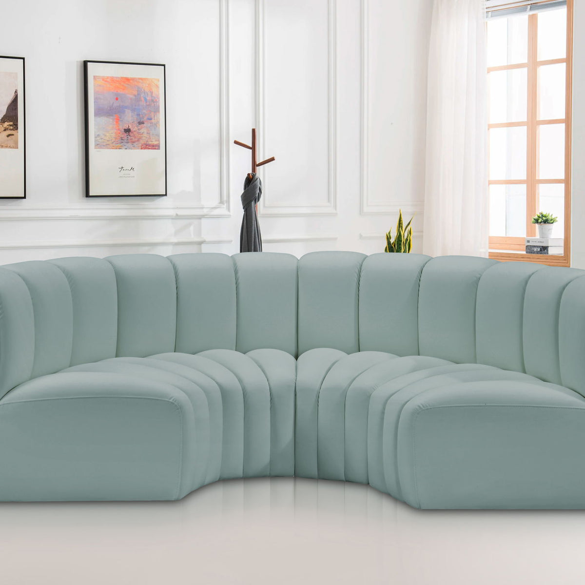 Arc - Faux Leather 4 Piece U-Shaped Modular Sofa