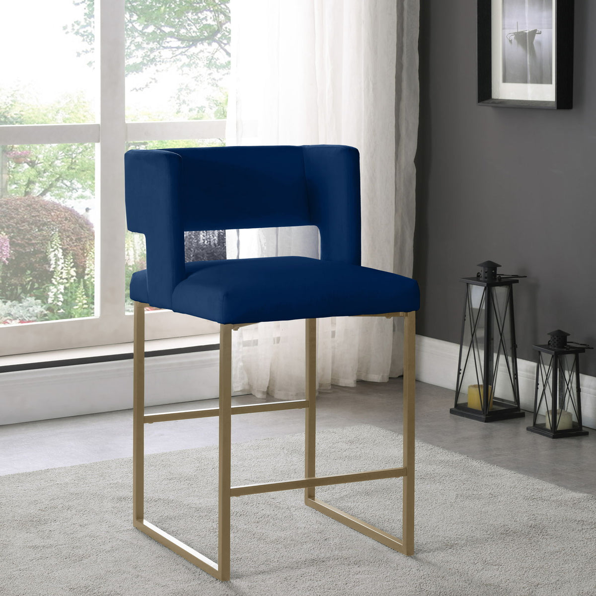 Caleb - Counter Stool with Gold Legs (Set of 2)