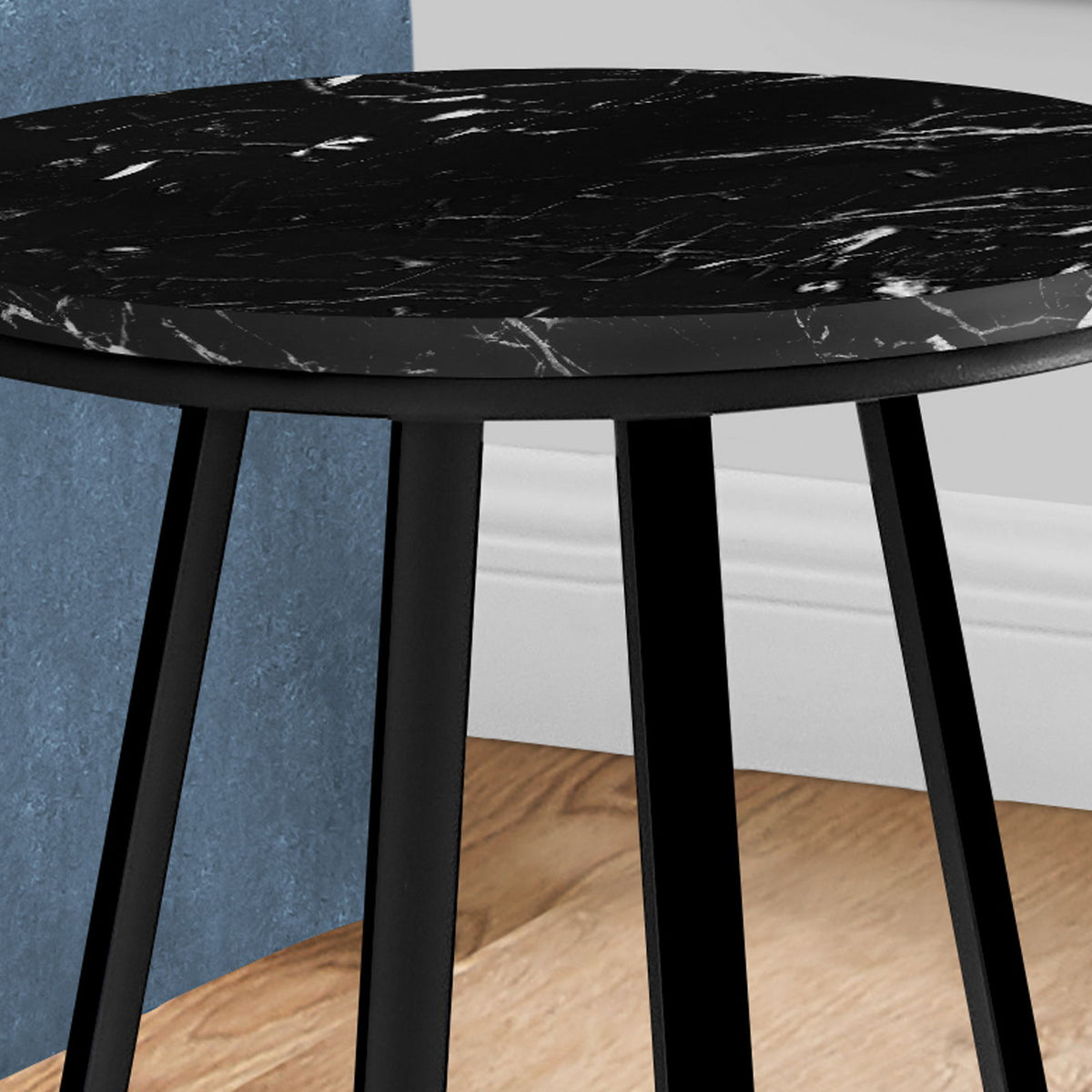 Accent Table, Side, Round Marble Look Contemporary & Modern - Black