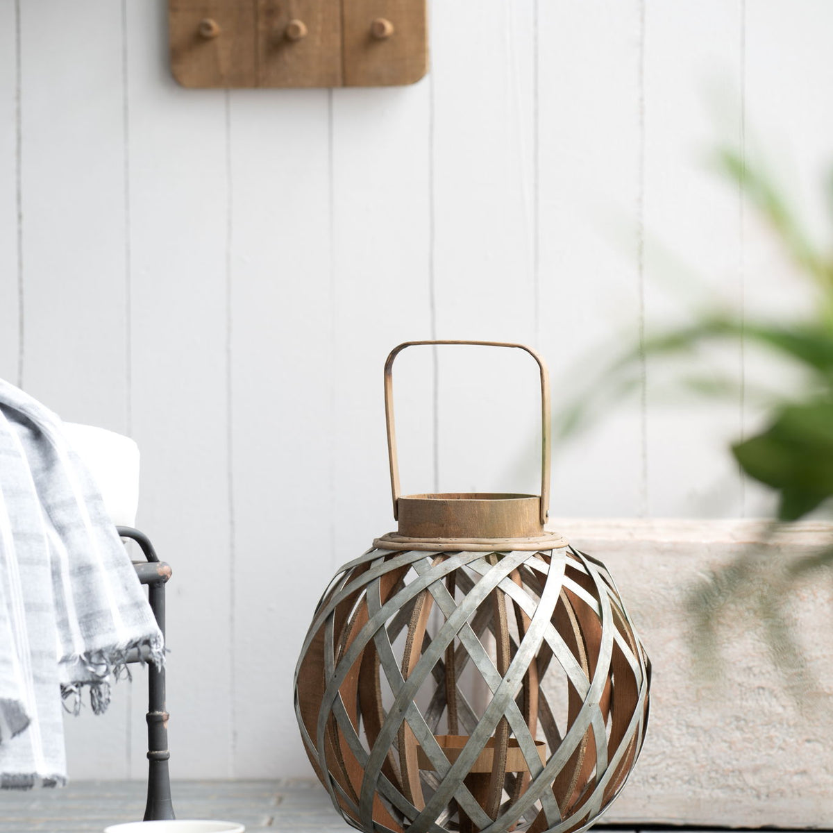 Decorative Lantern With Handle, Wooden Lantern For Indoor Outdoor, Home Garden, Wedding - Silver