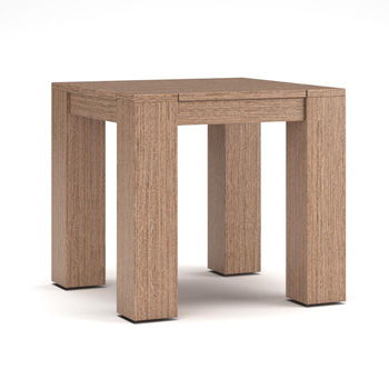 Wrights Beach rectangular end table in beige with a compact top and four block legs.