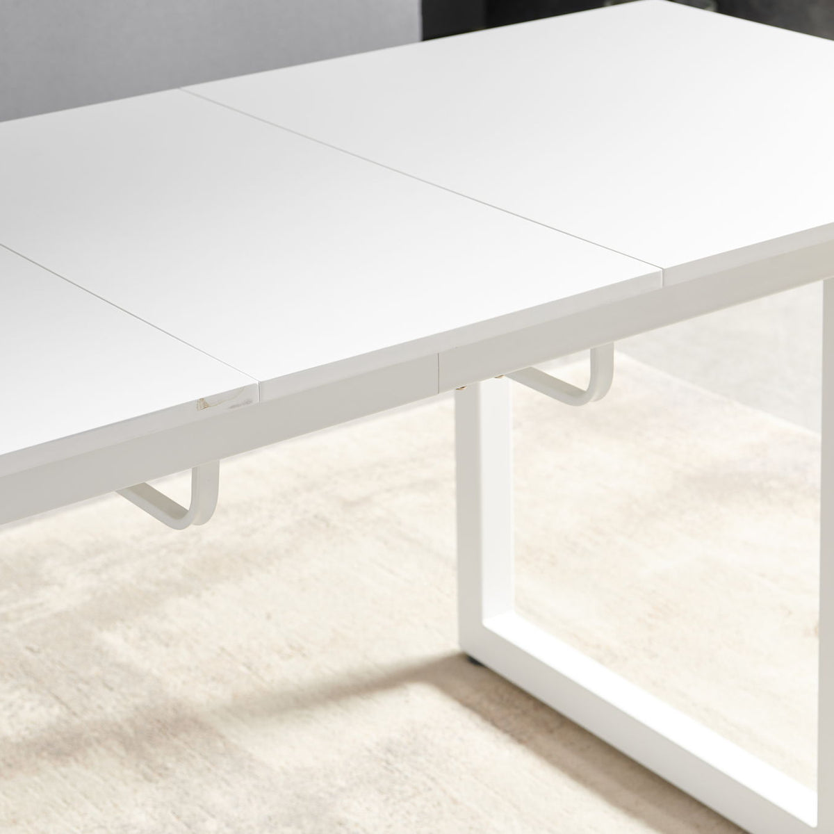 Square Extendable Dining Table With Metal Leg, Modern Space Saving Kitchen Table For Living Room