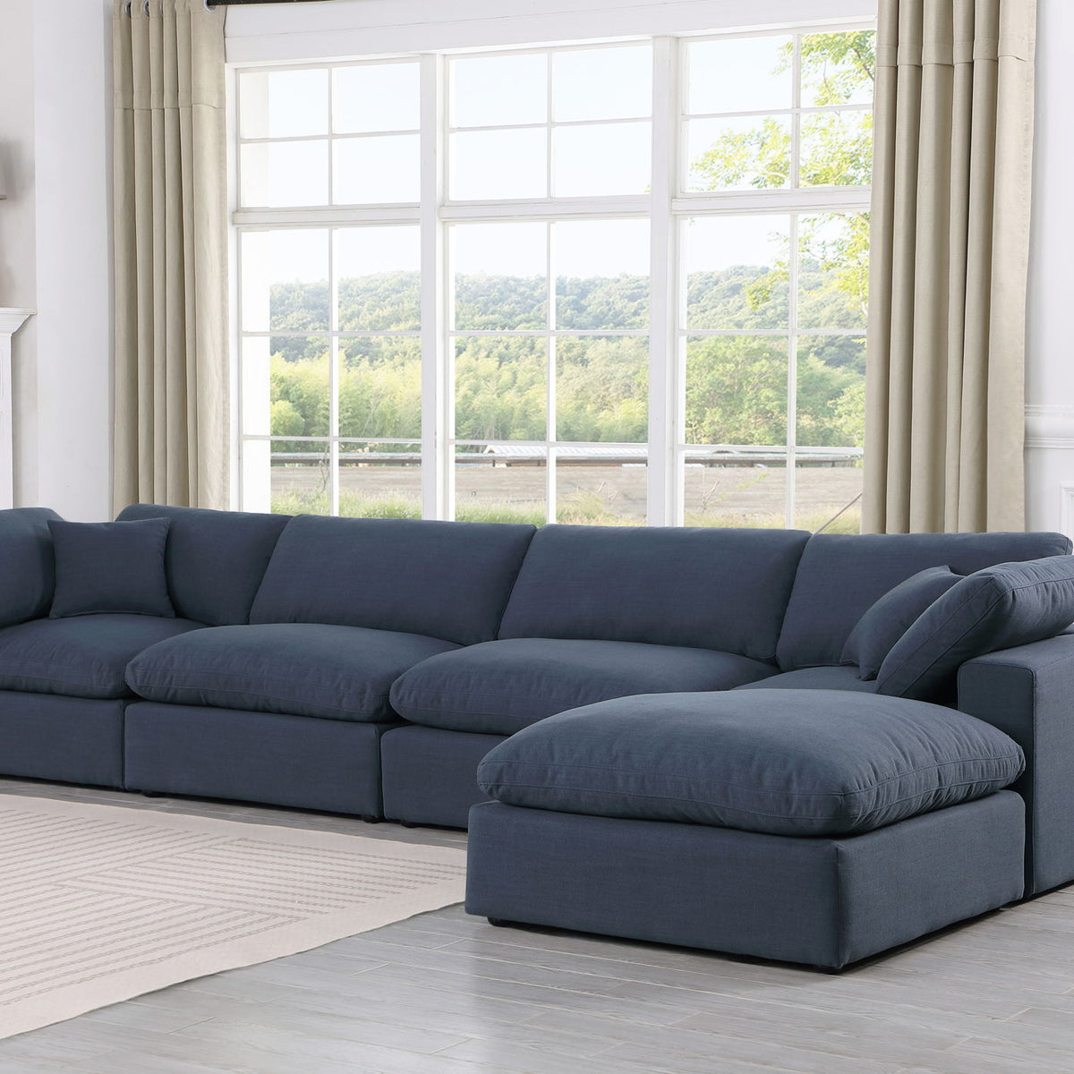 Comfy - 5 Piece Linen Modular Sectional With Chaise