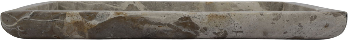Genuine marble tray with gray marble edge and curved rim
