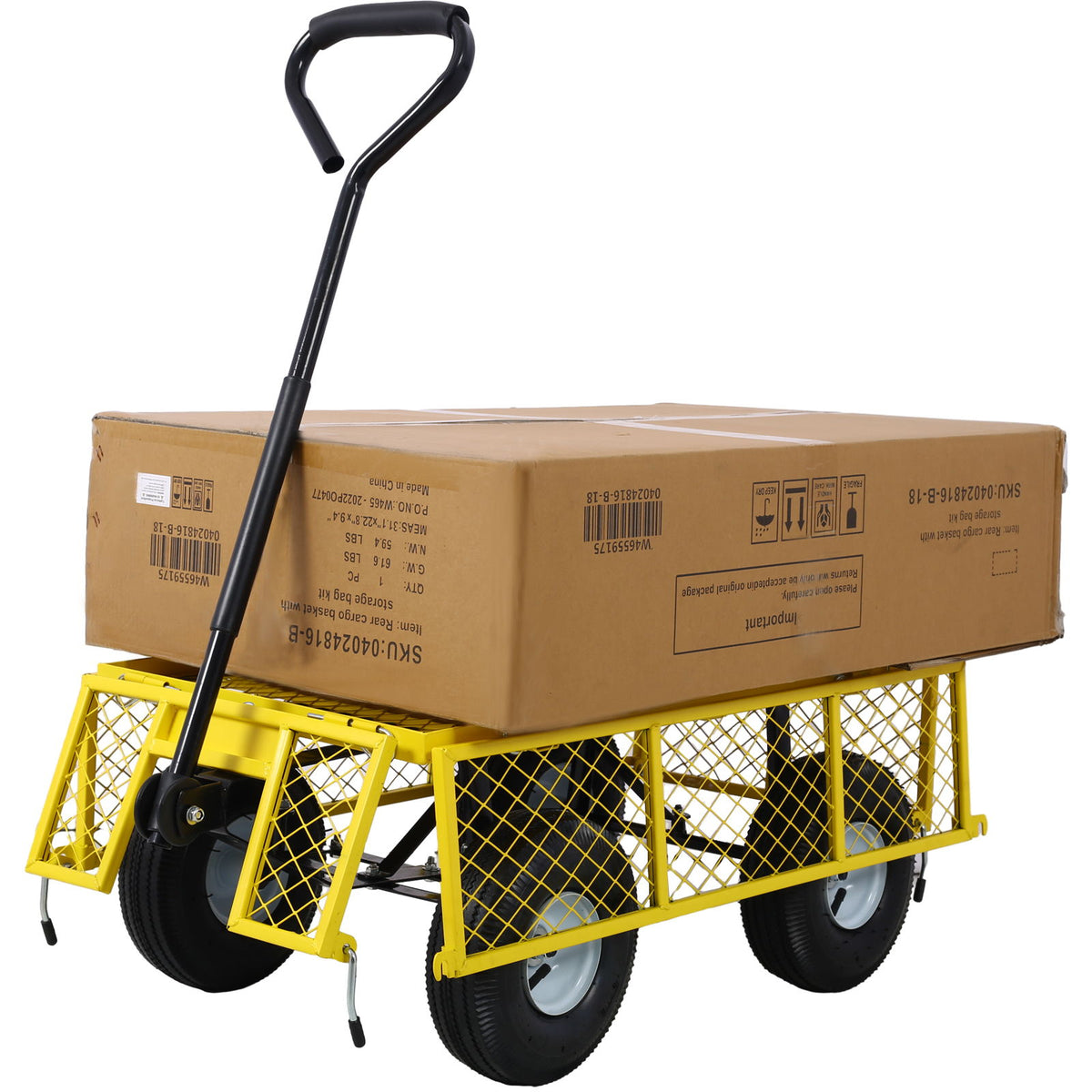 Heavy Duty Steel Garden Cart With Mesh Sides