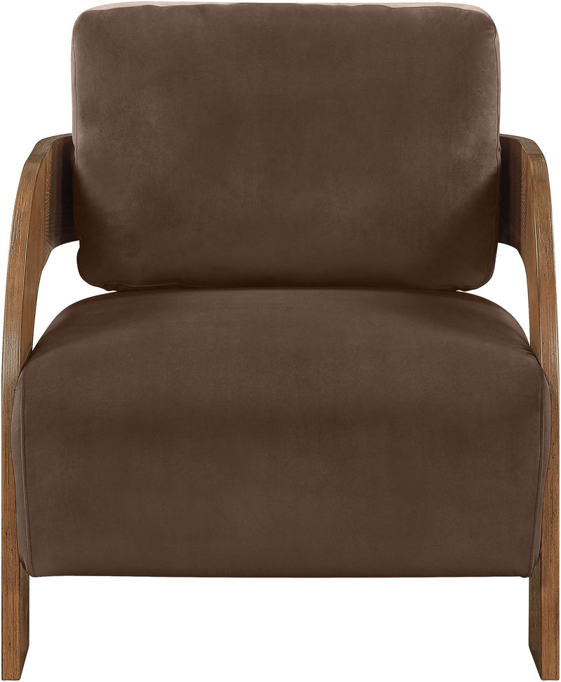 Cedra - Velvet Performance Fabric Upholstered Accent Chair - Brown Frame