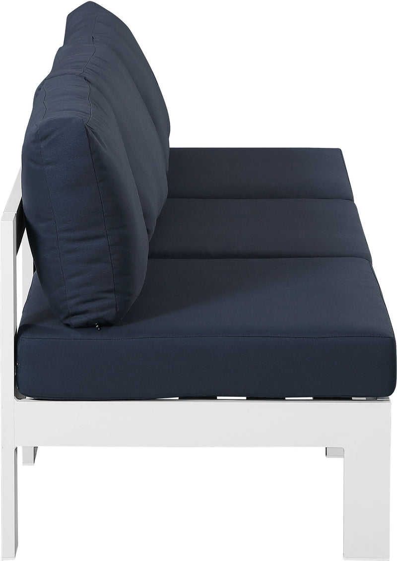 Nizuc - Outdoor Patio 3 Seat Armless Modular Sofa With White Frame