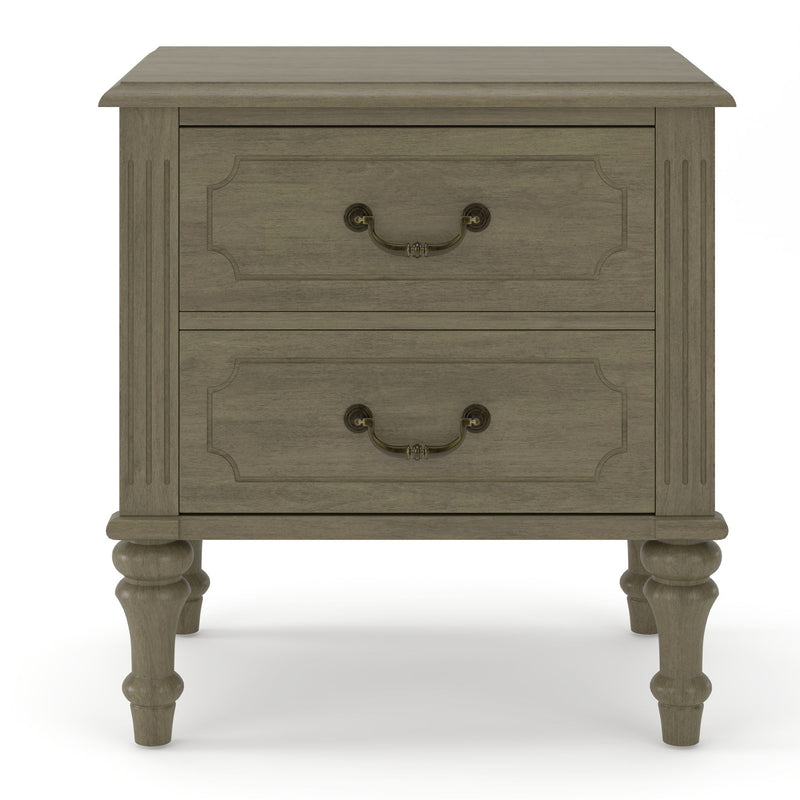 Fluted Nightstand With 2 Drawers, Bedside Table