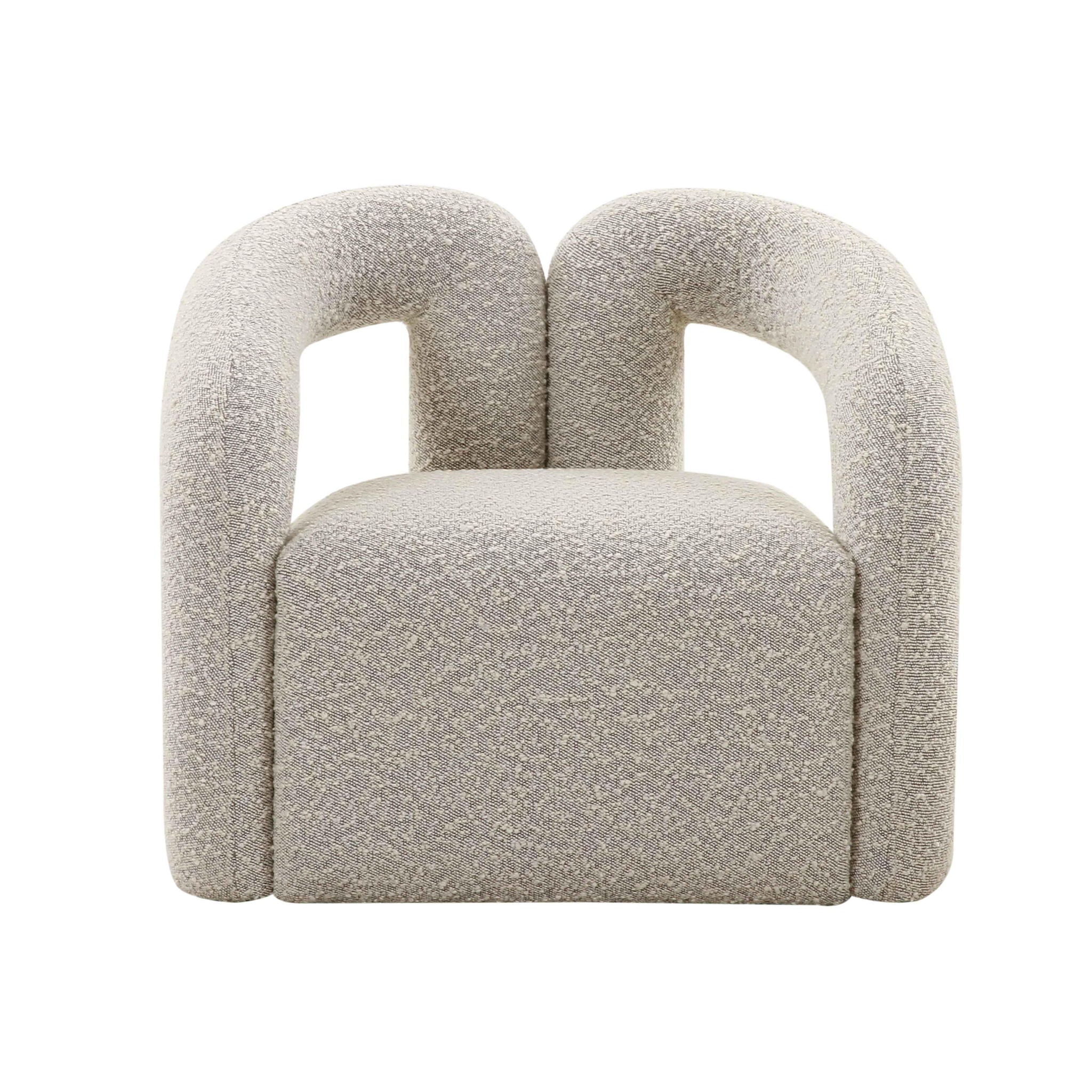 Pearl silver velvet accent chair with rounded arms and arched back