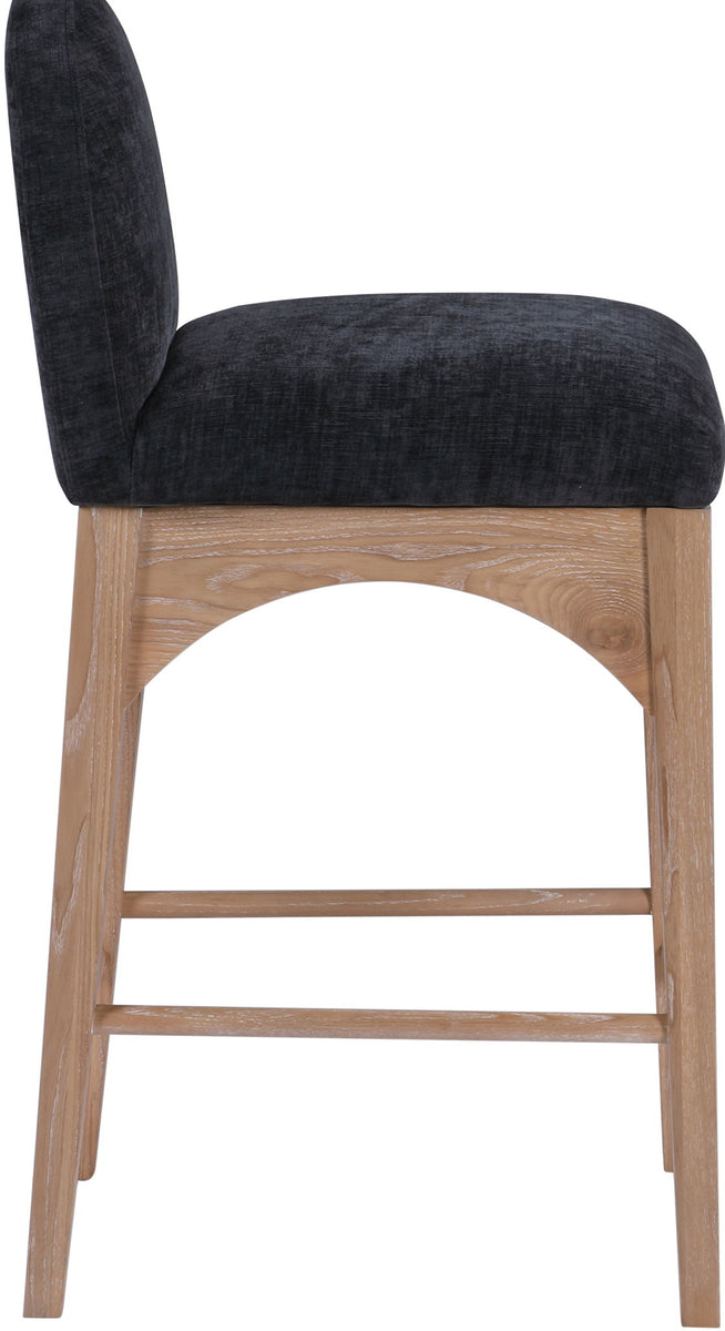 Waldorf - Chenille Stool With Natural Legs