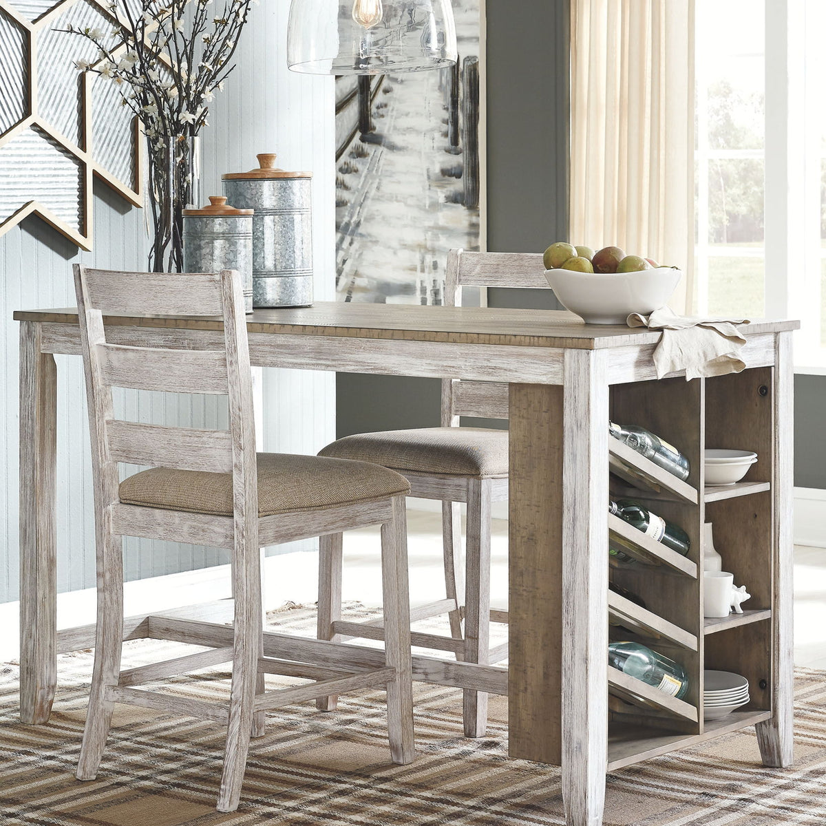 Skempton - Rectangular Counter Table With Storage - White