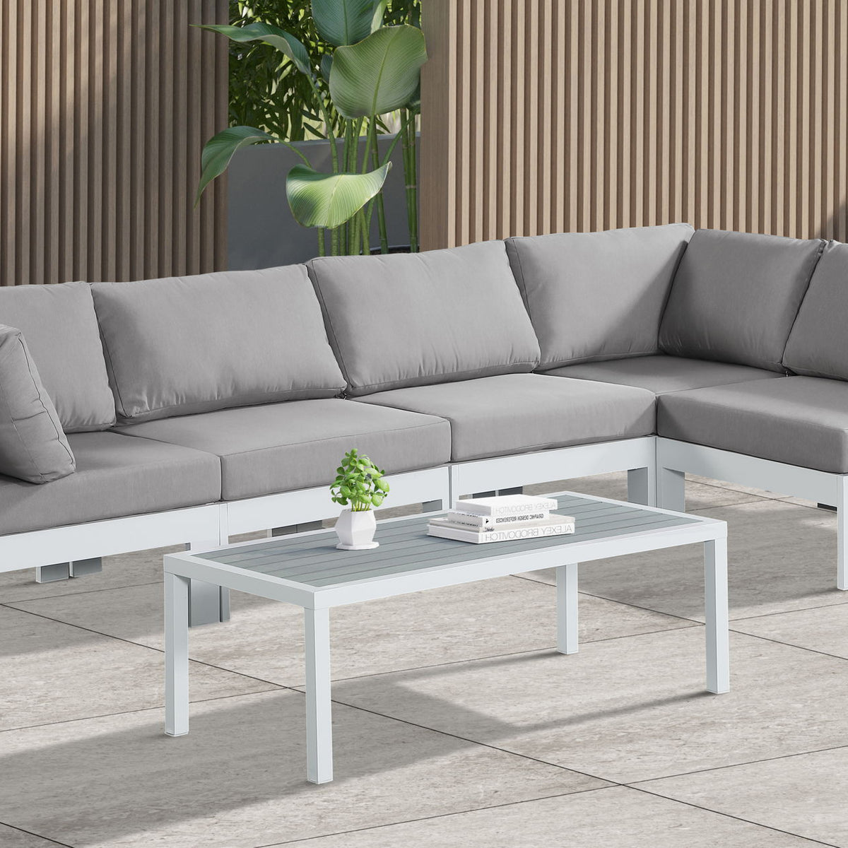 Nizuc - Outdoor Patio 5 Piece Modular Sectional With White Frame