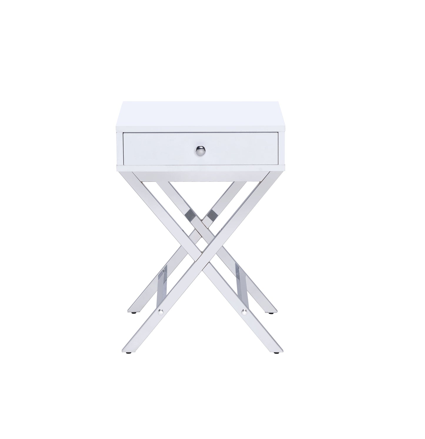 Coleen - Accent Table - White / Chrome