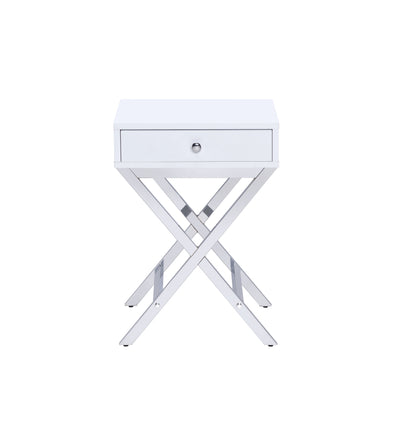 Coleen - Accent Table - White / Chrome