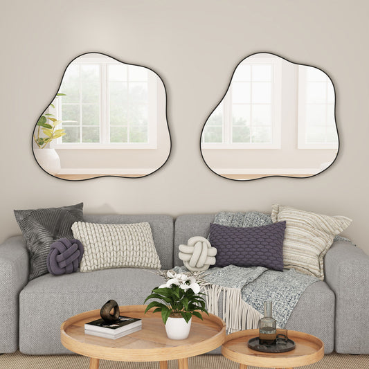 Cloud Shaped Metal Accent Wall Mirror - Black
