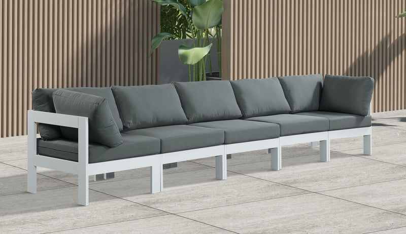 Nizuc - Outdoor Patio 5 Seat Modular Sofa With White Frame