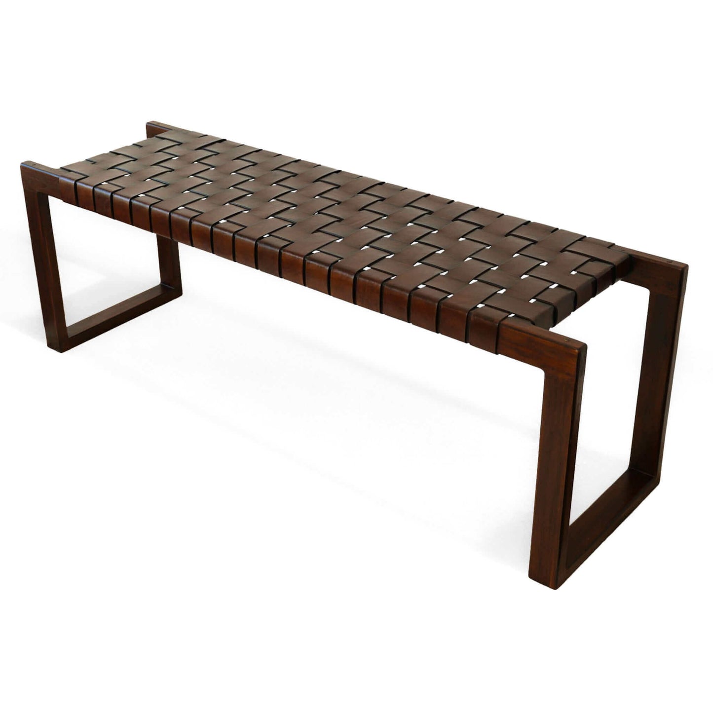 Christina - Leather Bench - Cognac / Dark Brown / Tan