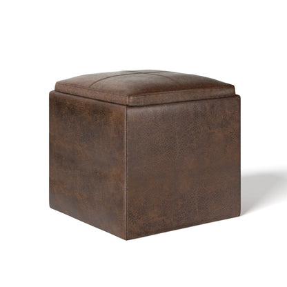 Rockwood - Upholstered Cube Storage Ottoman With Tray