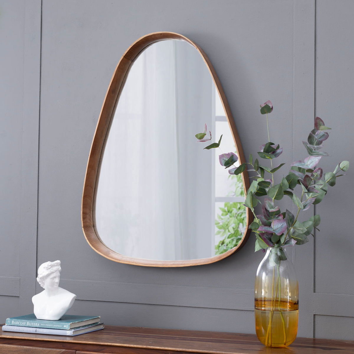 Irrgeular Mirror With Frame, Wall Mirror For Living Room Bathroom Entryway - Brown