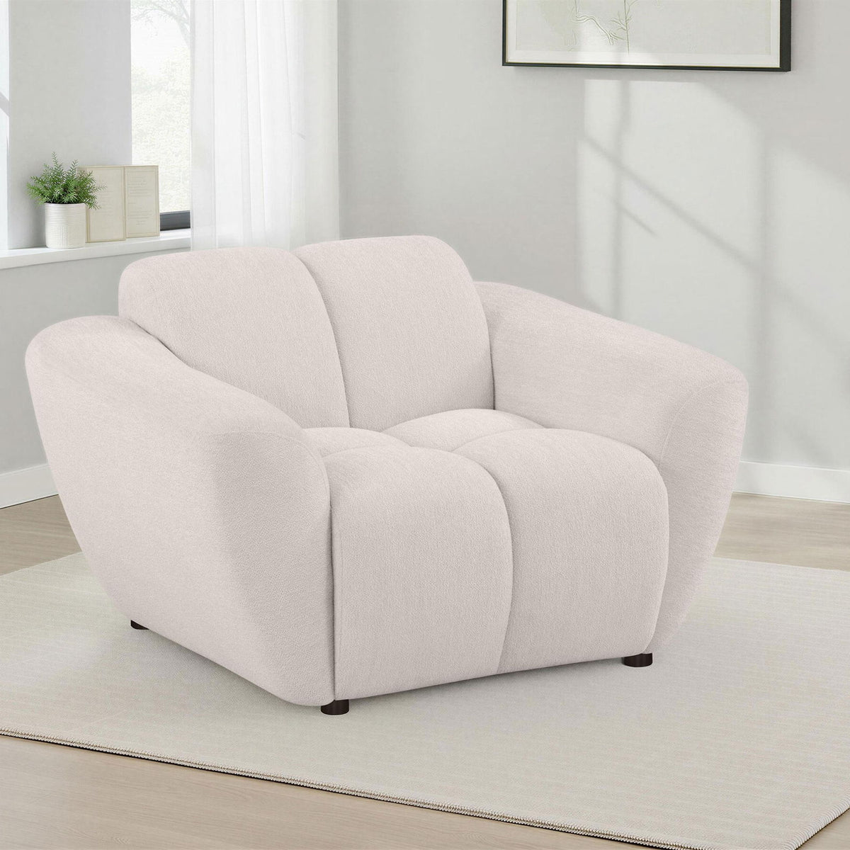Destino Chenille Upholstered Splayed Arm Accent Chair Greige