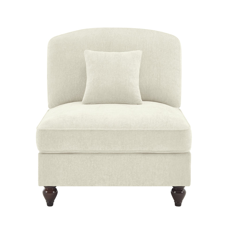 Chenille Armless Sofa - Beige Chenille