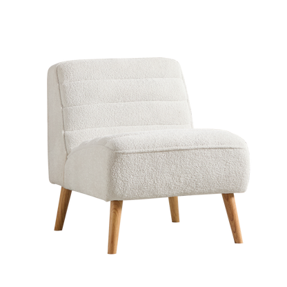 Modern Upholstered Armless Chair with Rubber Wood Legs Chenille Accent Chair Ivory 24.4' Wide
