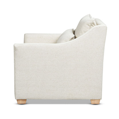 Ada - Flared Arm Contemporary Armchair With Lumbar Pillow - Flax White