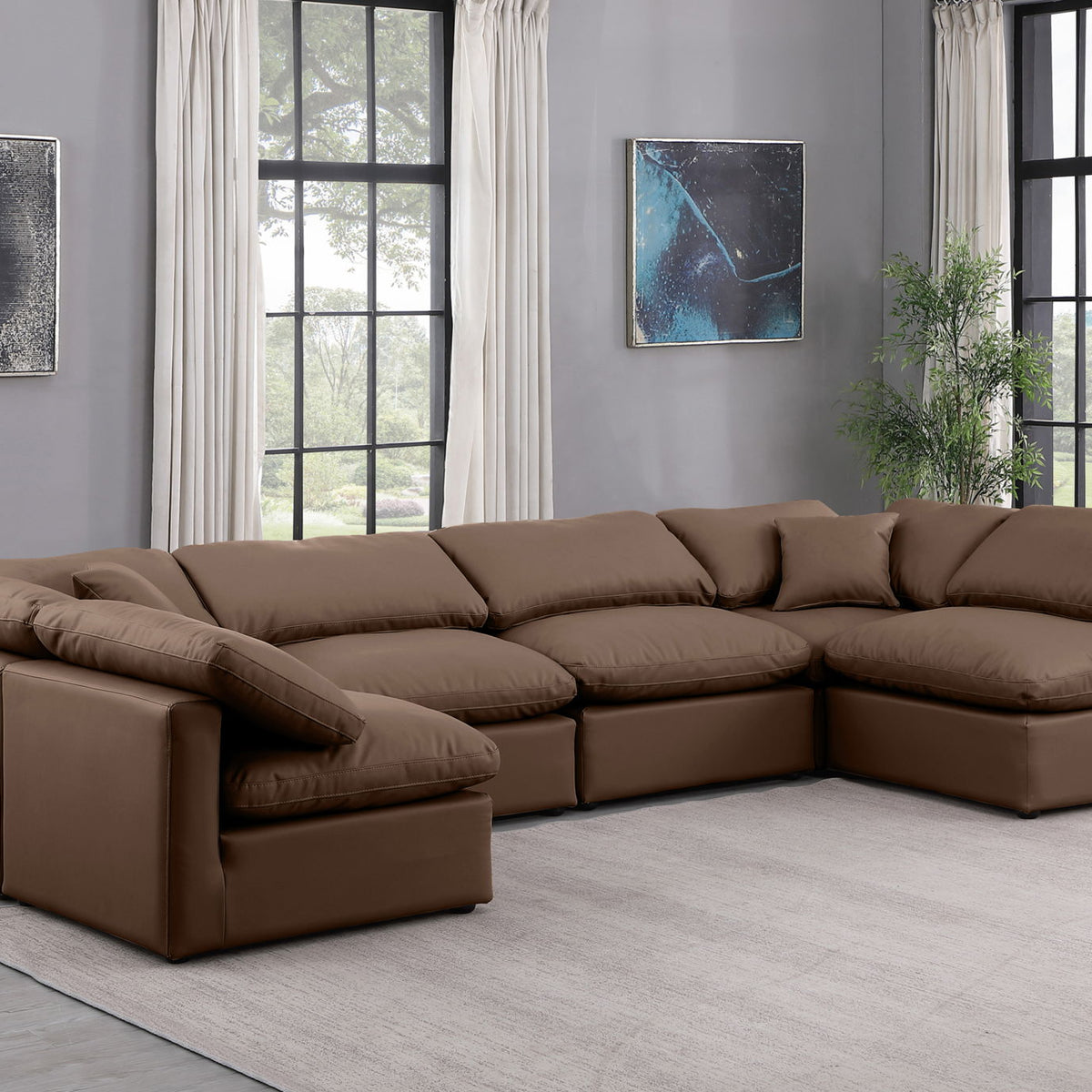 Indulge - Faux Leather 6 Piece Modular U-Shaped Sectional
