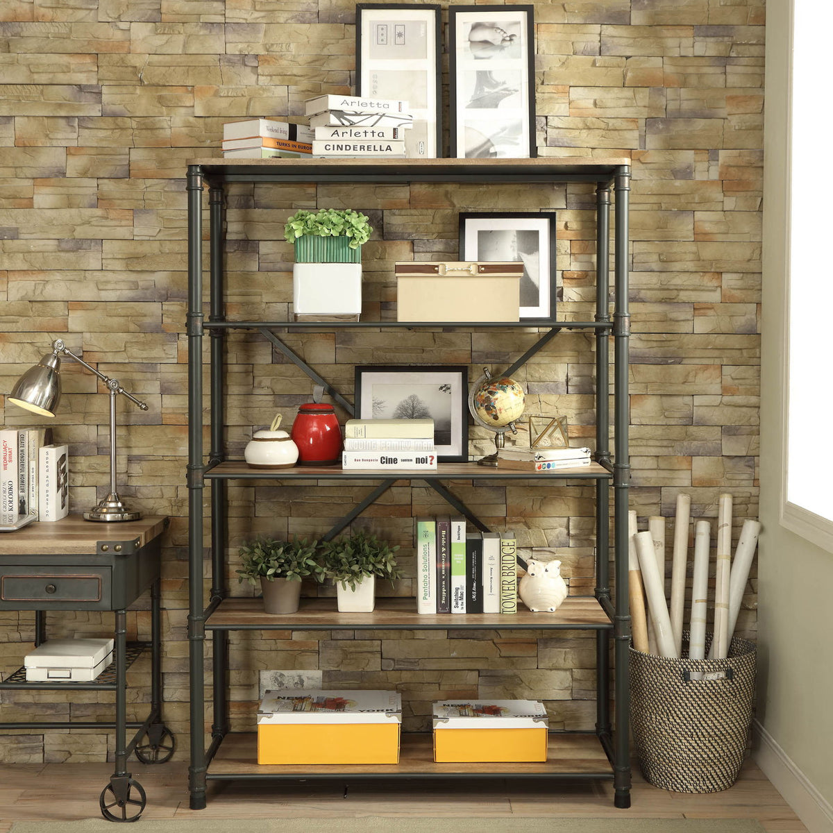 Itzel - Bookshelf - Gray / Oak