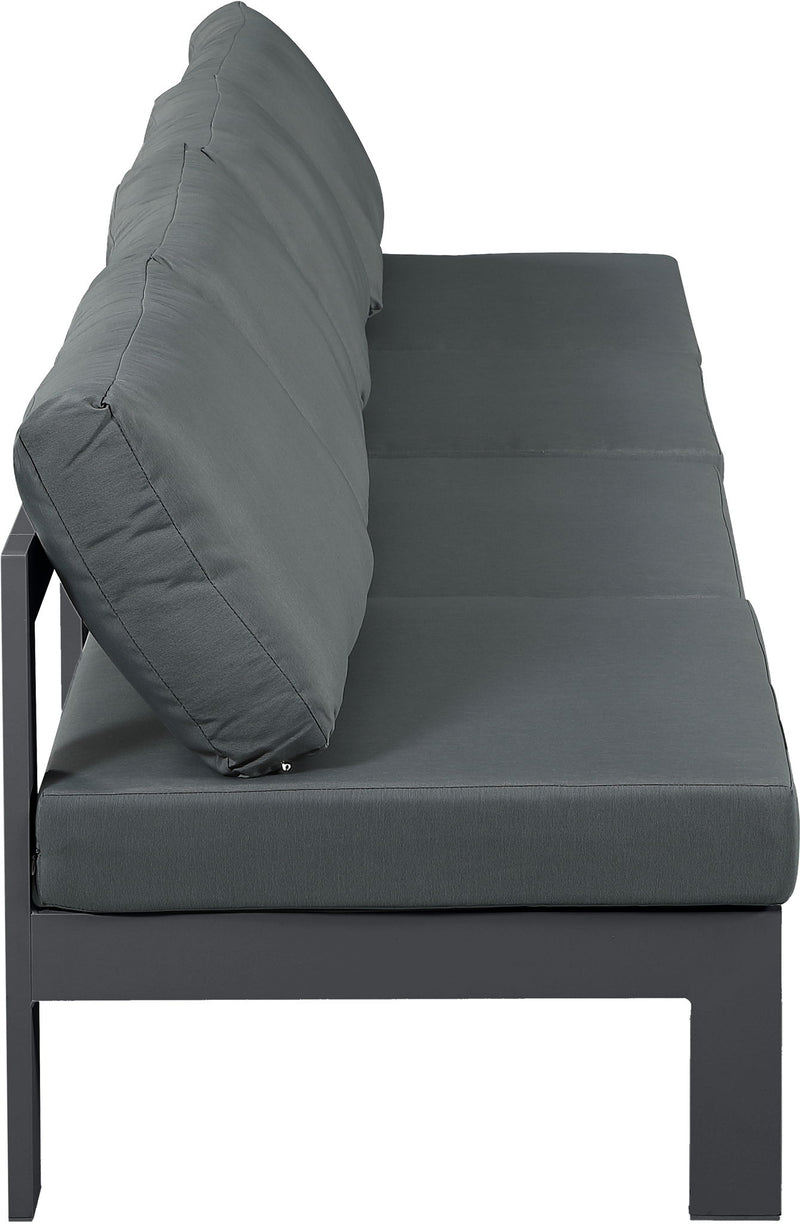 Nizuc - Outdoor Patio 4 Seat Armless Modular Sofa With Gray Frame