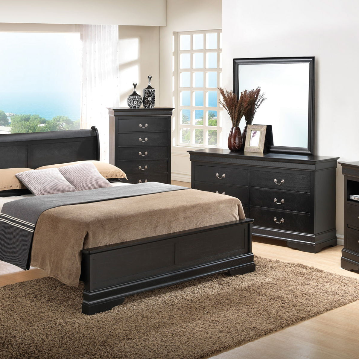 Sleigh Bed With Low Footboard